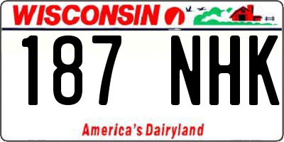 WI license plate 187NHK