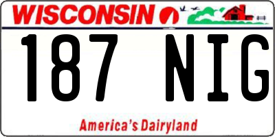 WI license plate 187NIG