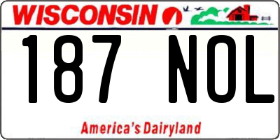WI license plate 187NOL