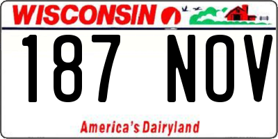 WI license plate 187NOV