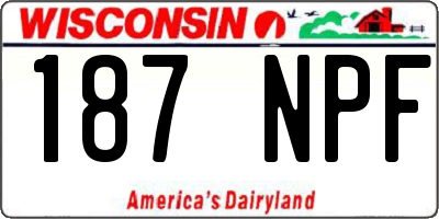 WI license plate 187NPF