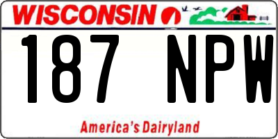 WI license plate 187NPW