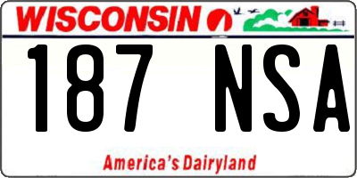 WI license plate 187NSA