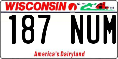 WI license plate 187NUM