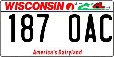 WI license plate 187OAC