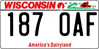 WI license plate 187OAF