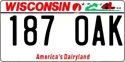 WI license plate 187OAK