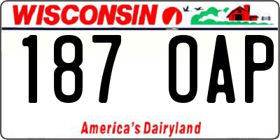 WI license plate 187OAP