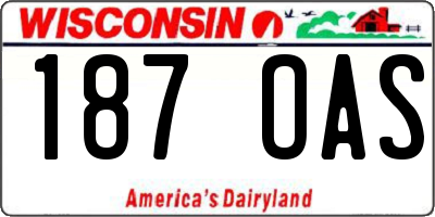 WI license plate 187OAS