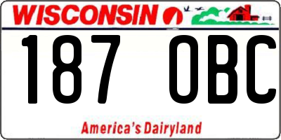 WI license plate 187OBC