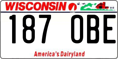 WI license plate 187OBE