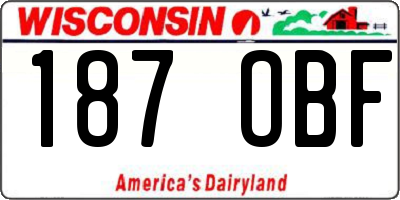 WI license plate 187OBF