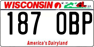 WI license plate 187OBP
