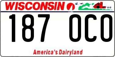 WI license plate 187OCO
