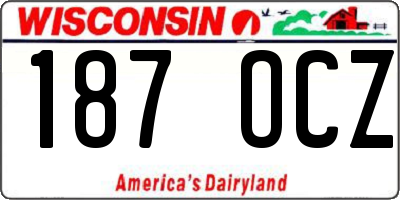 WI license plate 187OCZ