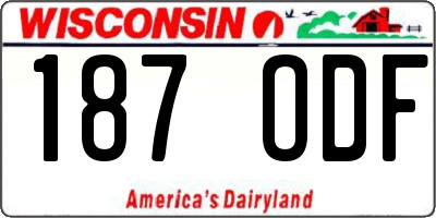 WI license plate 187ODF