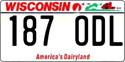 WI license plate 187ODL