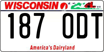 WI license plate 187ODT