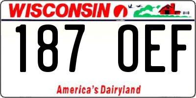 WI license plate 187OEF