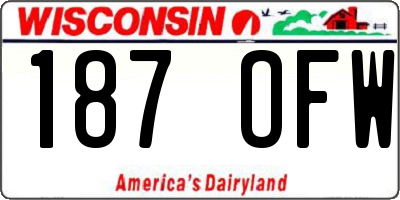 WI license plate 187OFW