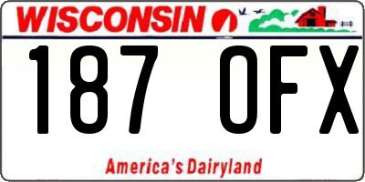 WI license plate 187OFX