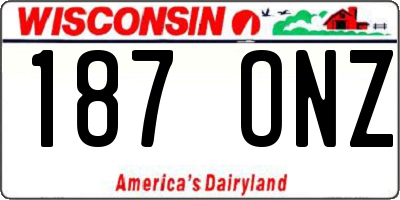 WI license plate 187ONZ