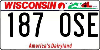 WI license plate 187OSE