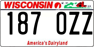 WI license plate 187OZZ