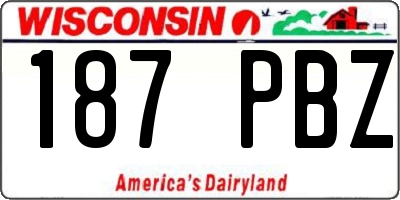 WI license plate 187PBZ