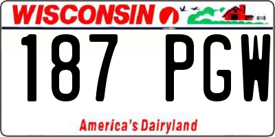 WI license plate 187PGW
