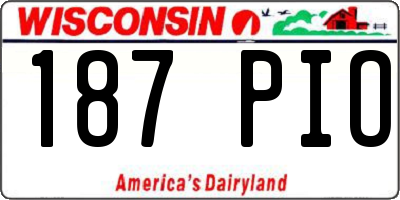 WI license plate 187PIO