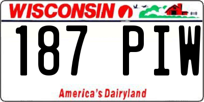 WI license plate 187PIW