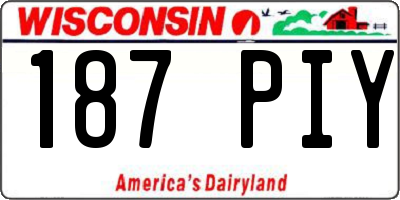 WI license plate 187PIY