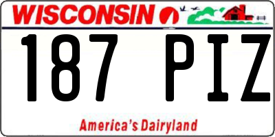 WI license plate 187PIZ