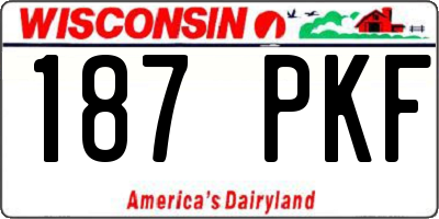 WI license plate 187PKF