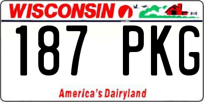 WI license plate 187PKG