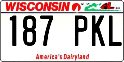 WI license plate 187PKL