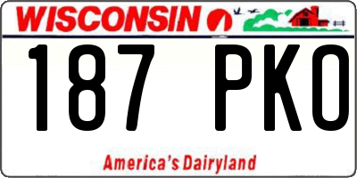 WI license plate 187PKO