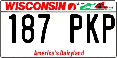 WI license plate 187PKP