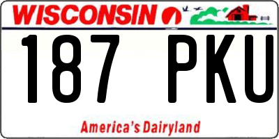 WI license plate 187PKU
