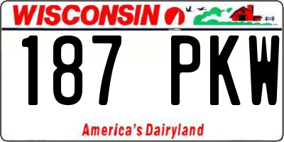 WI license plate 187PKW