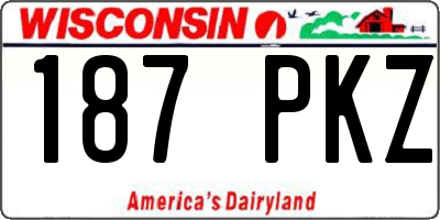 WI license plate 187PKZ