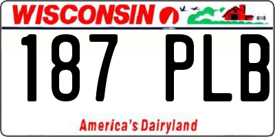 WI license plate 187PLB