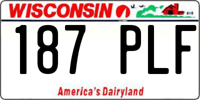 WI license plate 187PLF
