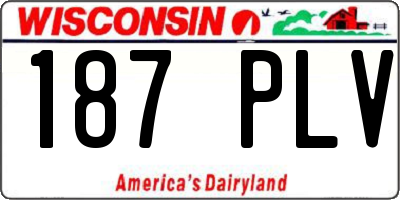 WI license plate 187PLV