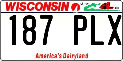 WI license plate 187PLX