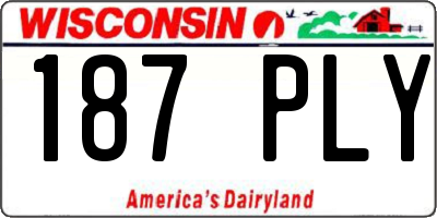 WI license plate 187PLY