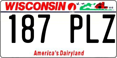 WI license plate 187PLZ
