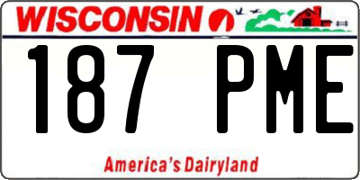 WI license plate 187PME