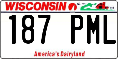 WI license plate 187PML